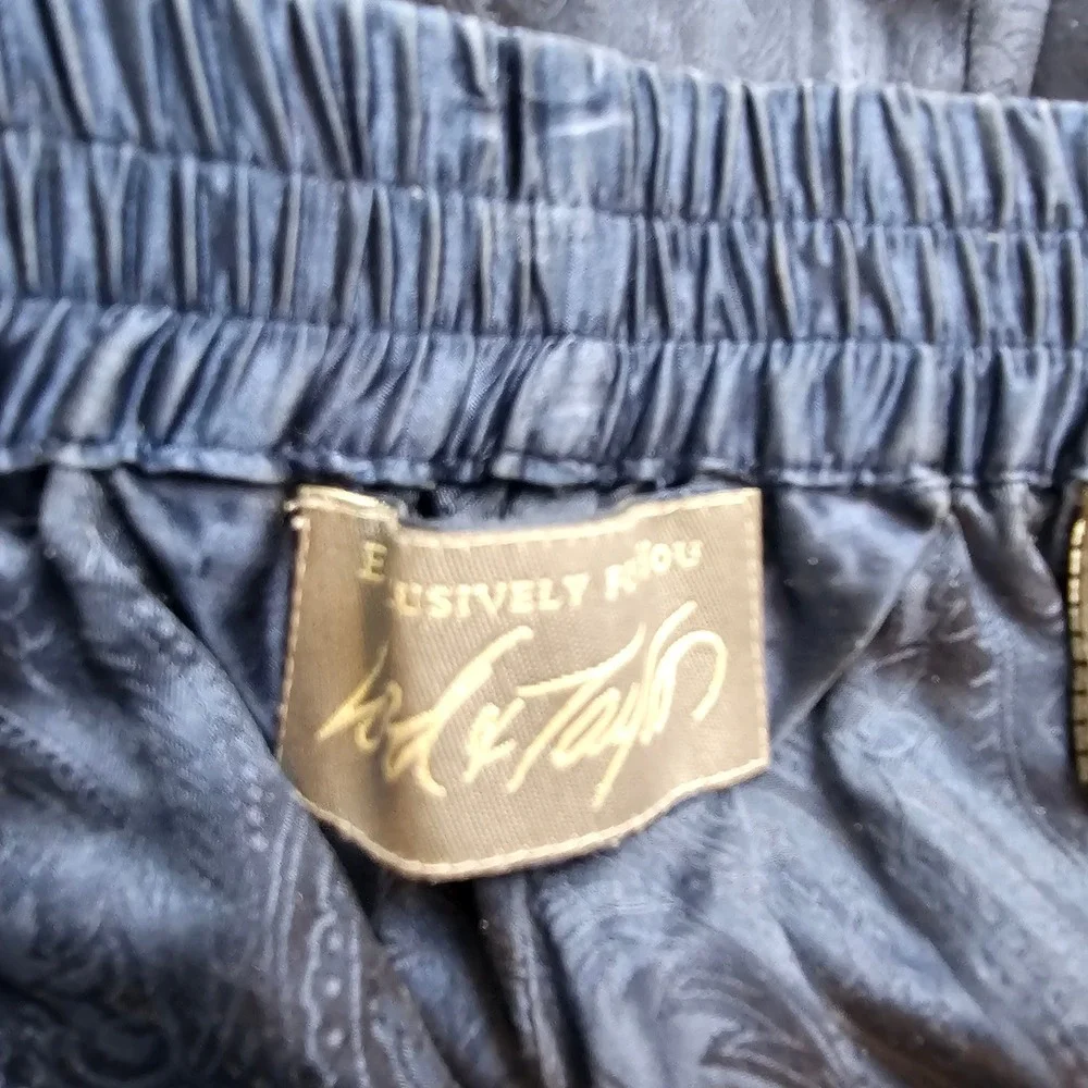 Lord & Taylor Mens Navy Blue 100% Silk Paisley Jacquard Pajama Pants XL Lounge